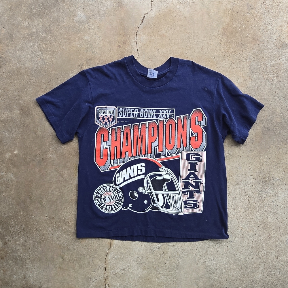 Vintage 90s NEW YORK GIANTS SUPER BOWL XXV T-Shirt L football NFL